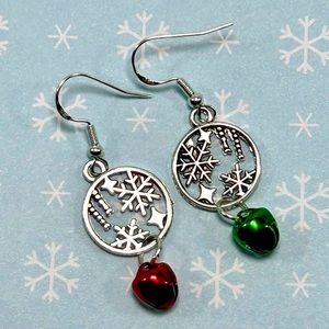 Handmade Sterling Silver Snowflake Jingle Bell Earrings!